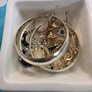 Elegant Silver and Gold Hoop Earrings Set